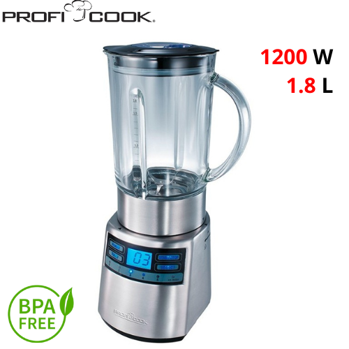 Blender Mixeur Électrique En Verre 1200W 1.8L - Fonction Ice Crush Et Ecran LCD - Proficook PC-UM 1006
