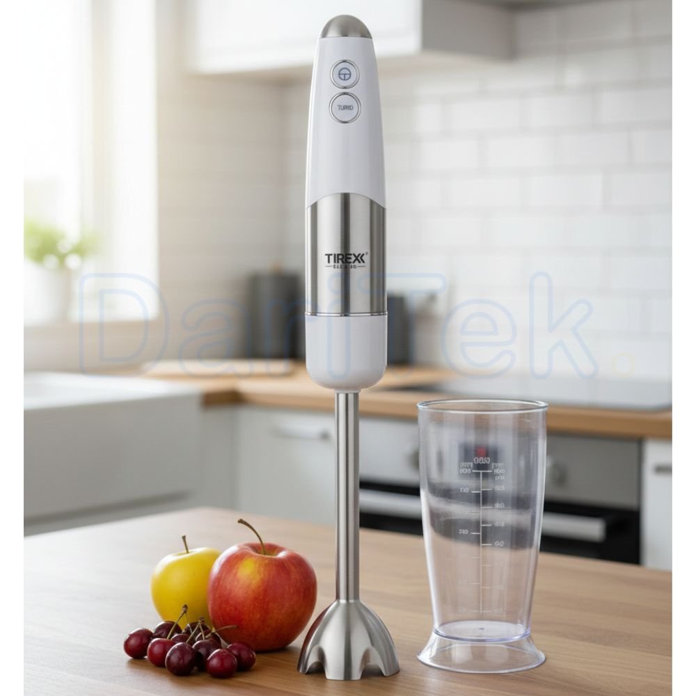 خلاط يدوي من الفولاذ المقاوم للصدأ بقوة 1000 واط وسرعتان مع كأس 600 مل – Tirexx BRCN1200 - الصورة 3