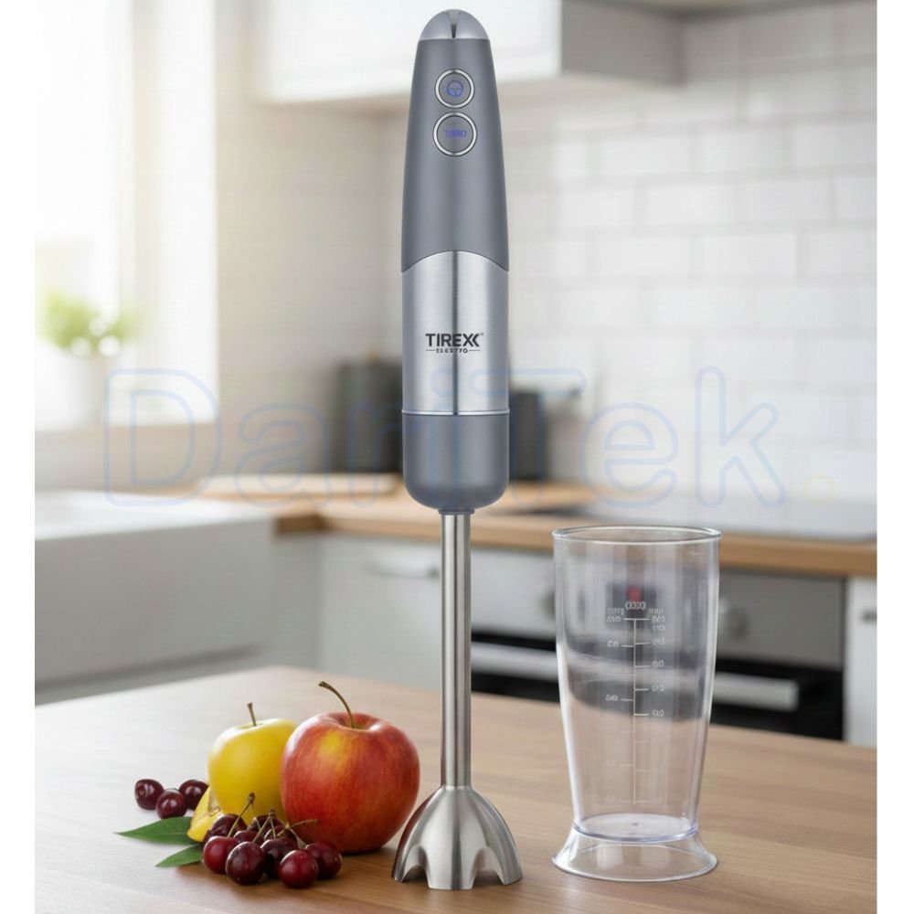 خلاط يدوي من الفولاذ المقاوم للصدأ بقوة 1000 واط وسرعتان مع كأس 600 مل – Tirexx BRCN1200 - الصورة 2