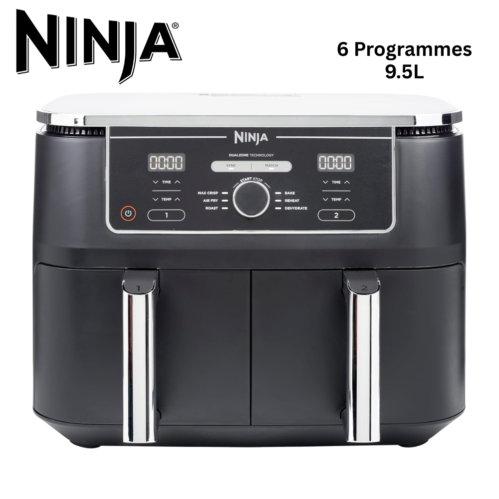 Friteuse Air Fryer sans huile 9.5L 2470W avec 2 tiroirs et 6 Programmes - Ninja Foodi MAX Dual Zone AF400EU