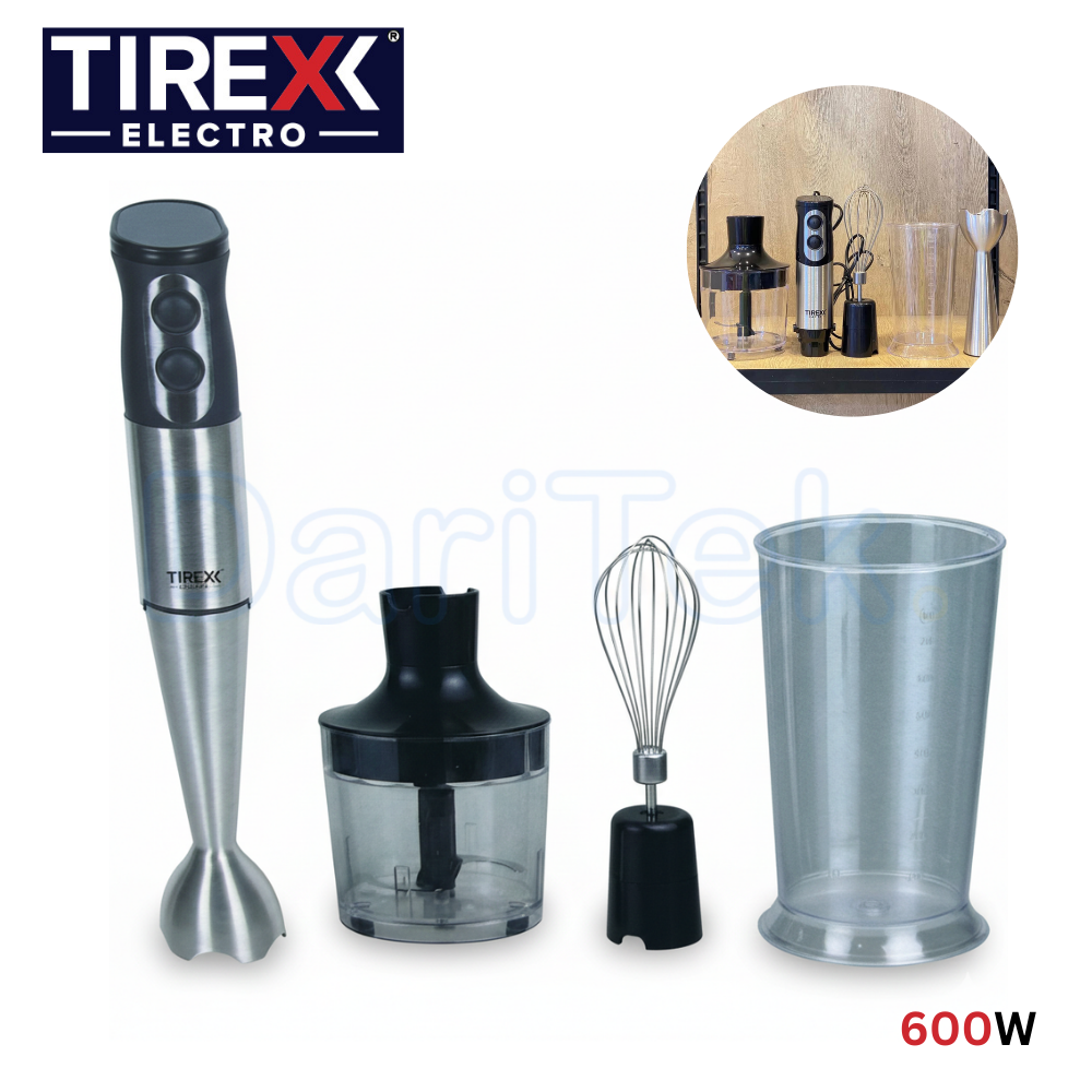 Bras Mixeur Inox 3EN1 Multifonction 600W Avec Hachoir Et Fouet - Tirexx BTX 800
