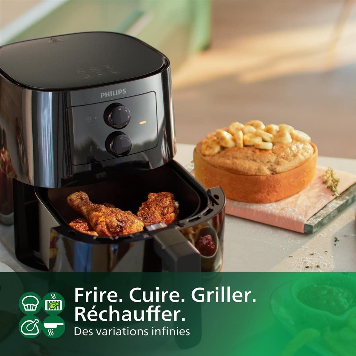 Friteuse Air Fryer sans huile 4.1L 1400W Avec 12 Modes Et 7 Programmes De Cuisson Philips Essential HD9200 – Image 3