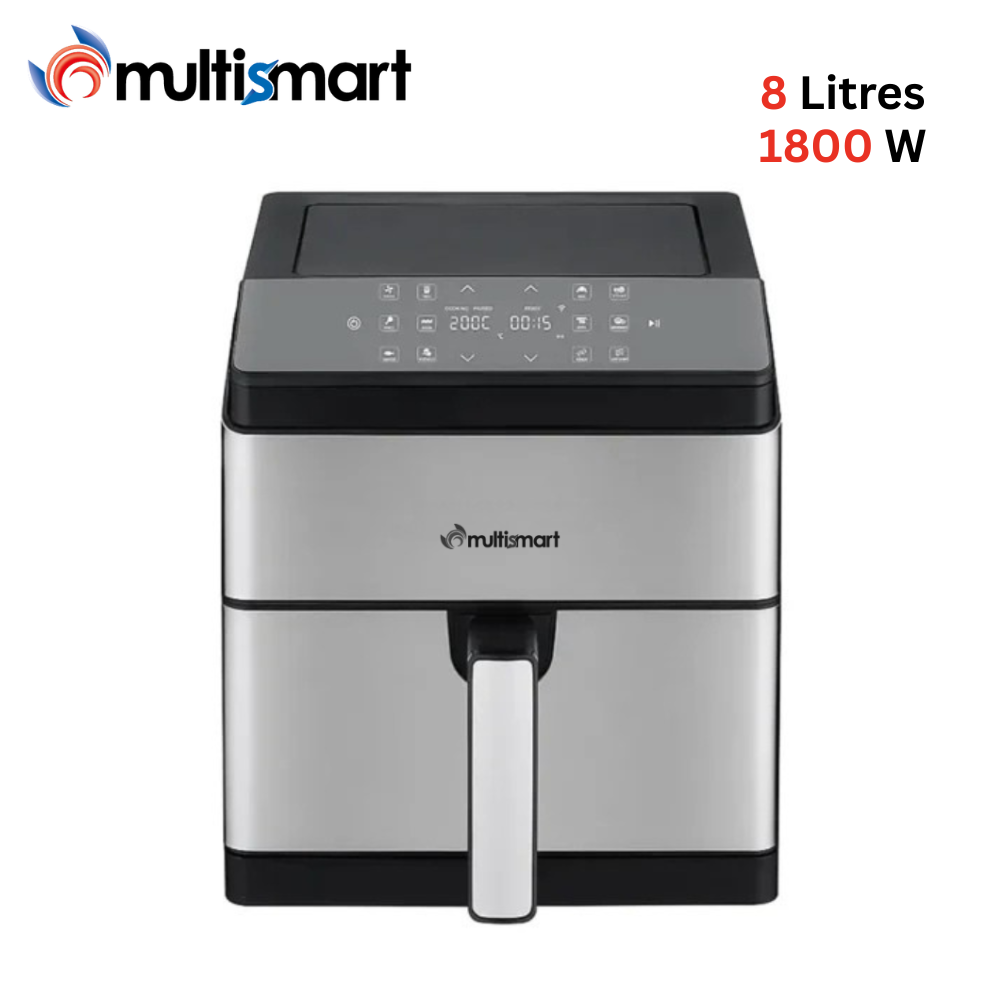 Friteuse sans huile Air Fryer Double Resistance 8L 1800W Façade En Inox - Multismart MS-AF3638