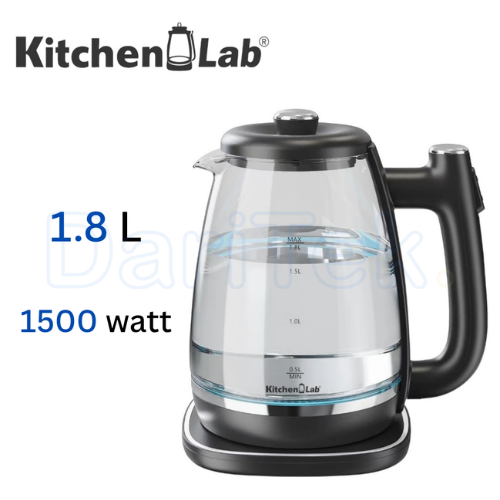 Bouilloire Électrique Sans Fil En Verre 1500W 1.8L - KitchenLab KT-EK002