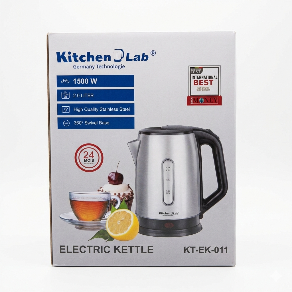 Bouilloire Electrique Sans Fil En Inox 2 L 1500 W - KitchenLab KT-EK-011 – Image 2