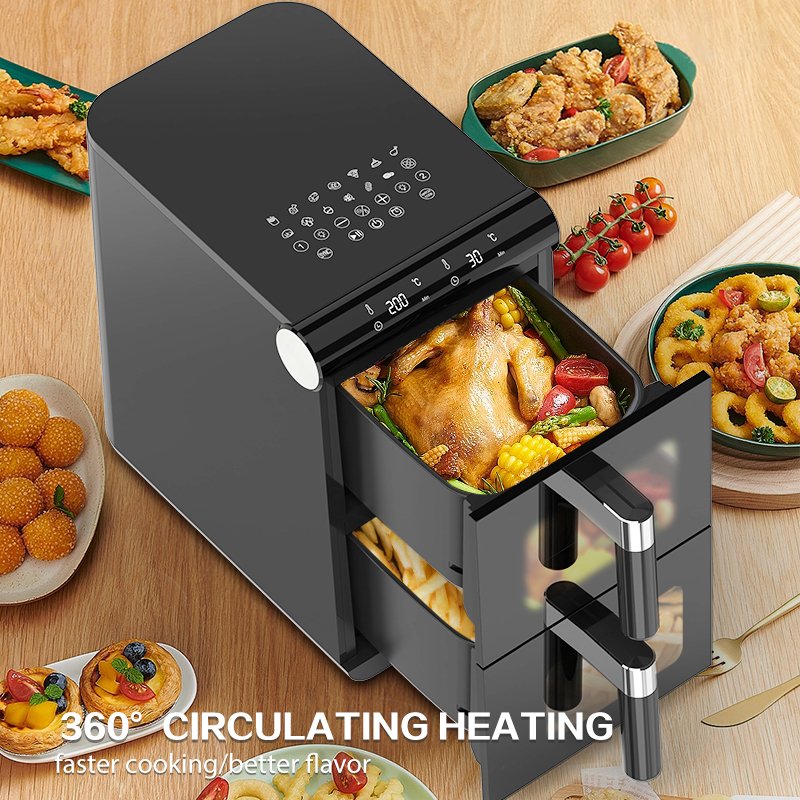 Friteuse Air Fryer Sans Huile 11L 1700W Double Bac Vertical Avec Fenêtre - Bergmann BAF 7004 – Image 3