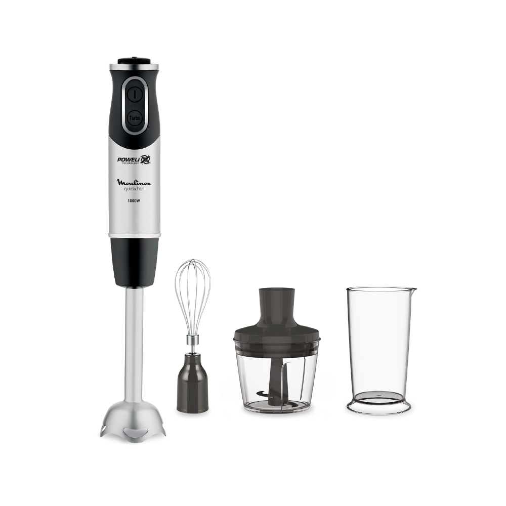 Bras Mixeur 3en1 Plongeant 1000W et 10 Vitesses avec Hachoir et Verre doseur INOX QuickChef Moulinex DD655810 – Image 6