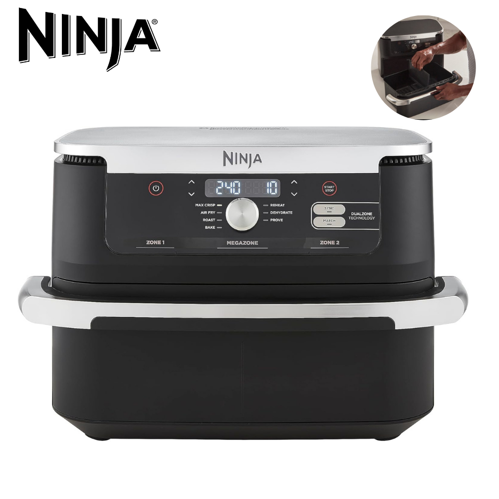 Friteuse Air Fryer sans huile 10.4L 2470W 7 Programmes Dual Zone avec Separateur - Ninja Foodi Flexdrawer AF500EU