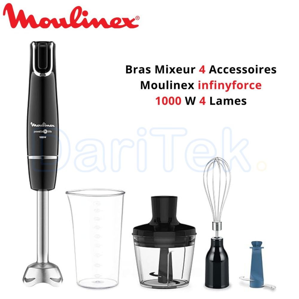 Bras Mixeur Plongeant 4 Accessoires 1000W et 4 Lames - Moulinex infinyforce DD944810
