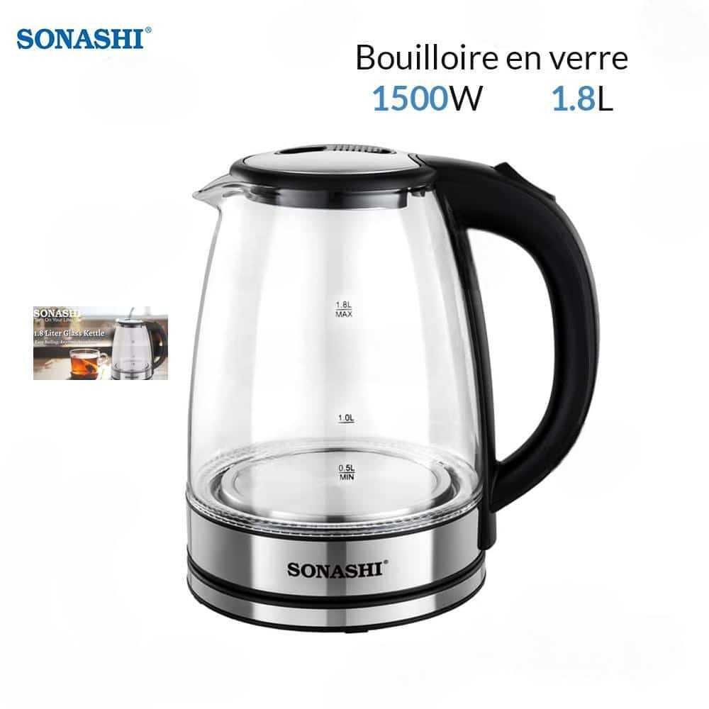 Bouilloire Electrique Sans Fil En Verre 1.8L 1500W - Sonashi SKT-1809