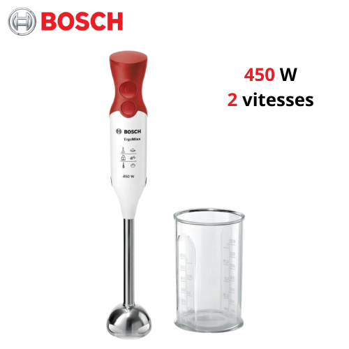 Bras Mixeur 450W 2 Vitesses Avec Bol 600mL Inox ErgoMixx Bosch MSM64110