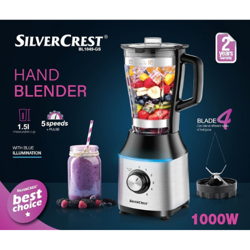 Blender Mixeur Electrique En Verre 1000 W 1.75 L - SilverCrest BL1049-GS – Image 2