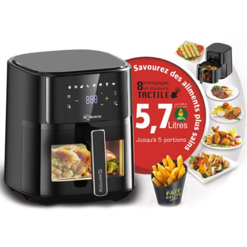 مقلاة هوائية بدون زيت 5.7 لتر 1700 واط مع 8 برامج وترموستات قابل للتعديل – Robuste AF6 - الصورة 2