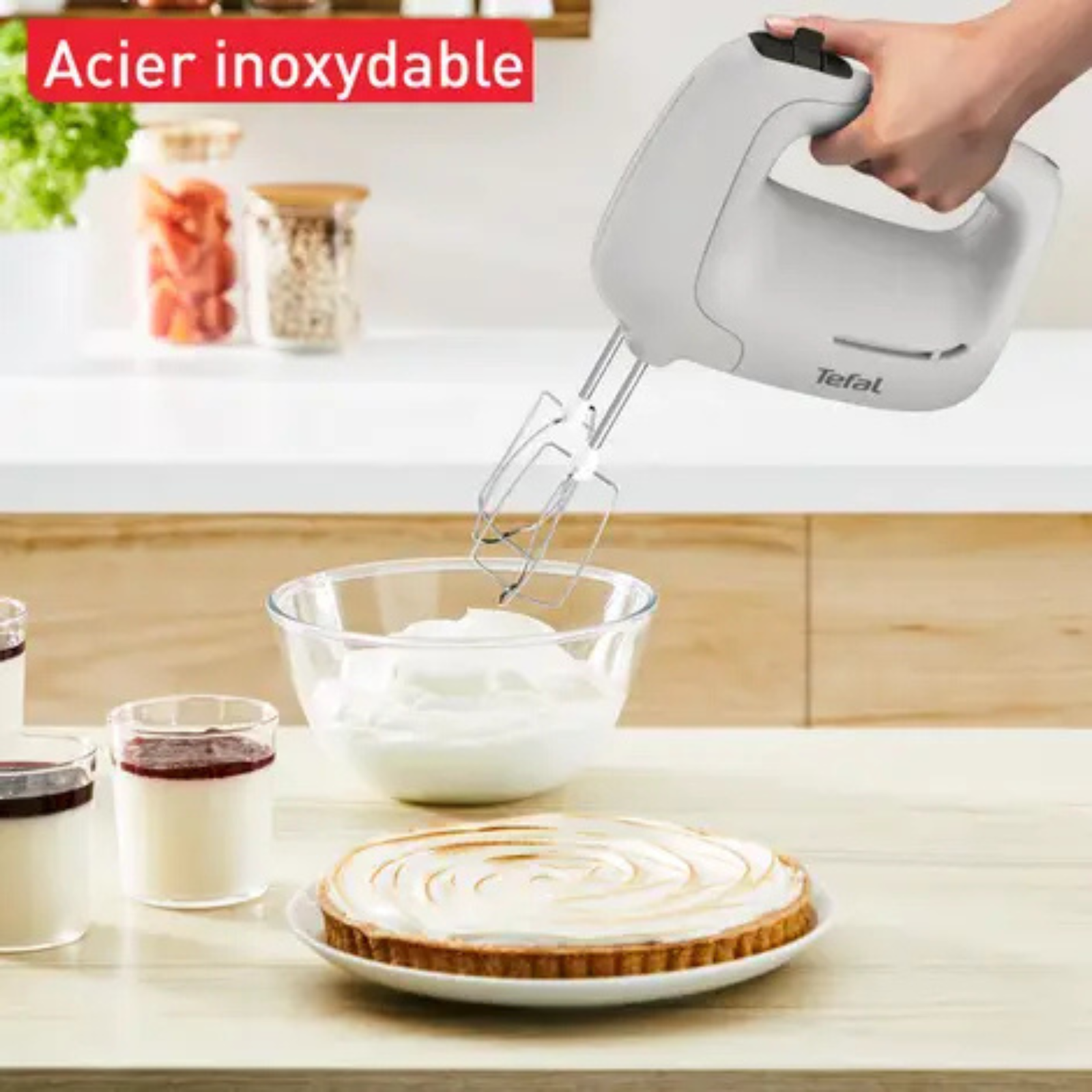 خلاط يدوي كهربائي 450 واط بخمس سرعات مع وظيفة توربو – Tefal HT450N10 - الصورة 4