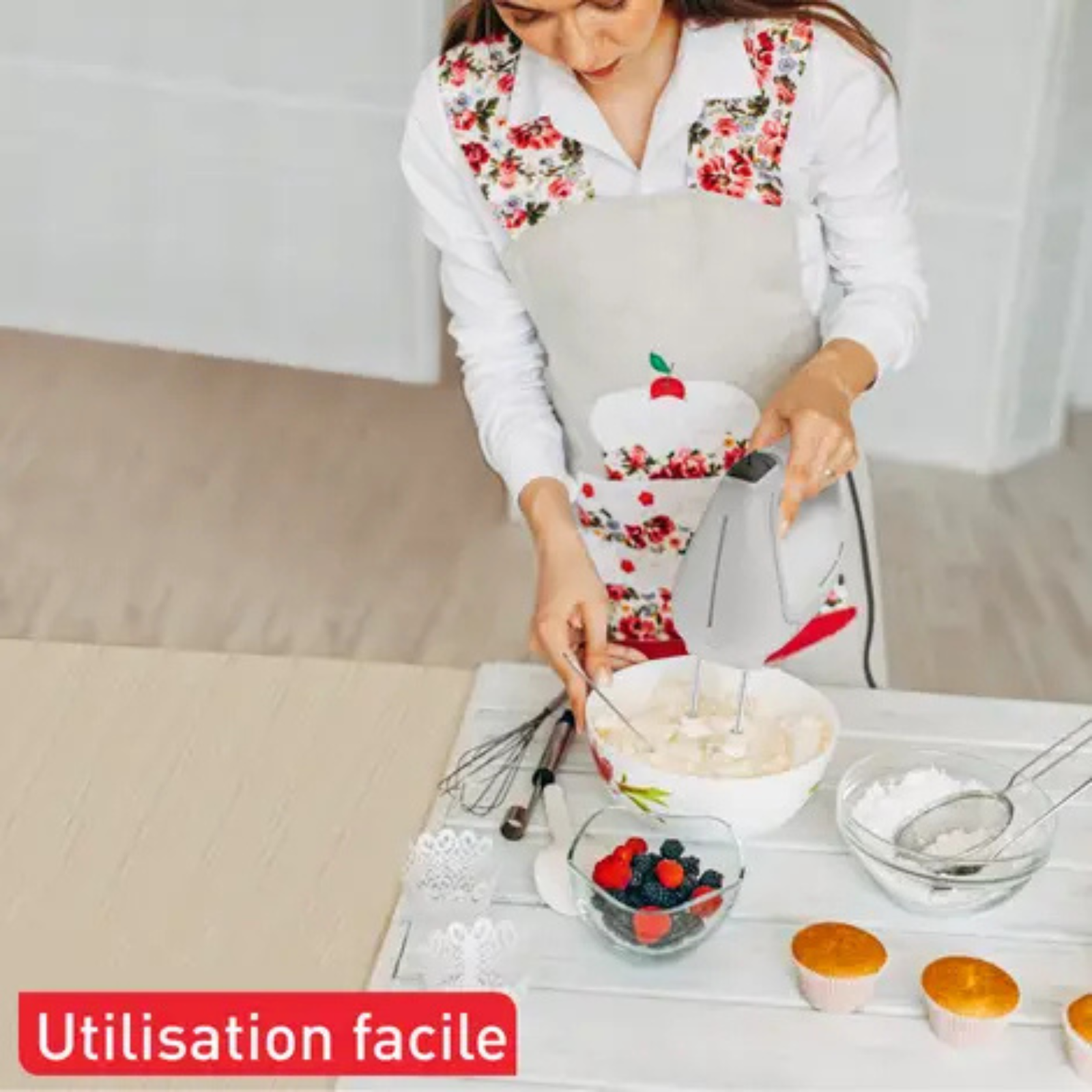 خلاط يدوي كهربائي 450 واط بخمس سرعات مع وظيفة توربو – Tefal HT450N10 - الصورة 5