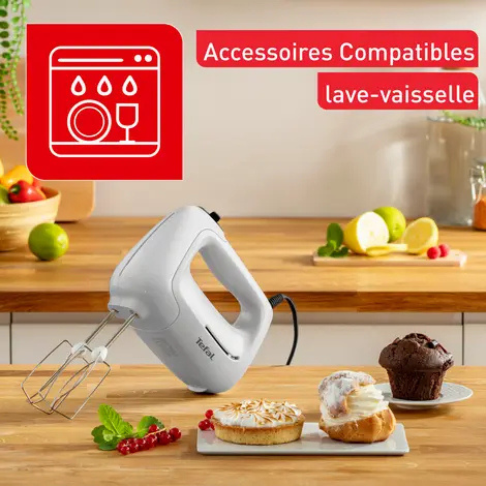 خلاط يدوي كهربائي 450 واط بخمس سرعات مع وظيفة توربو – Tefal HT450N10 - الصورة 6