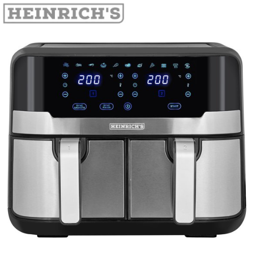Friteuse Sans Huile Air Fryer 2400W 9L Double Bacs avec 9 Programmes Heinrich's HFR 8214