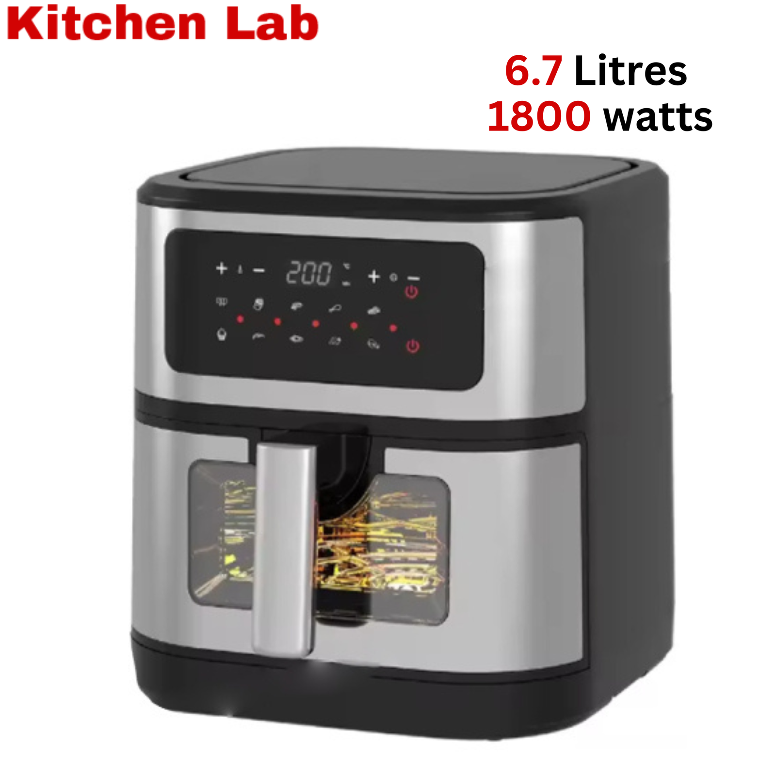 مقلاة هوائية بدون زيت مع شواية 6.7 لتر 1800 واط مع 9 برامج – KitchenLab KL‑562DW‑4