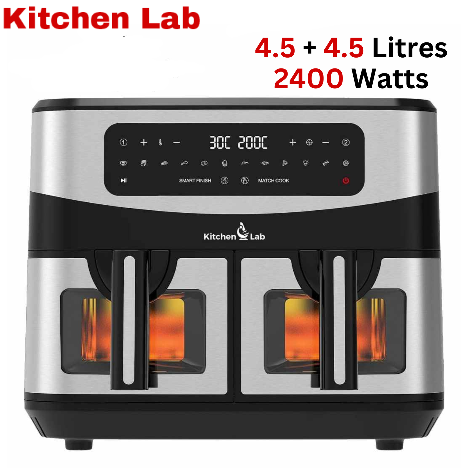 Friteuse Air Fryer Sans Huile 9L 2400W Double Bacs KitchenLab Easy Fry and Grill Precision+ KL-5511DTW