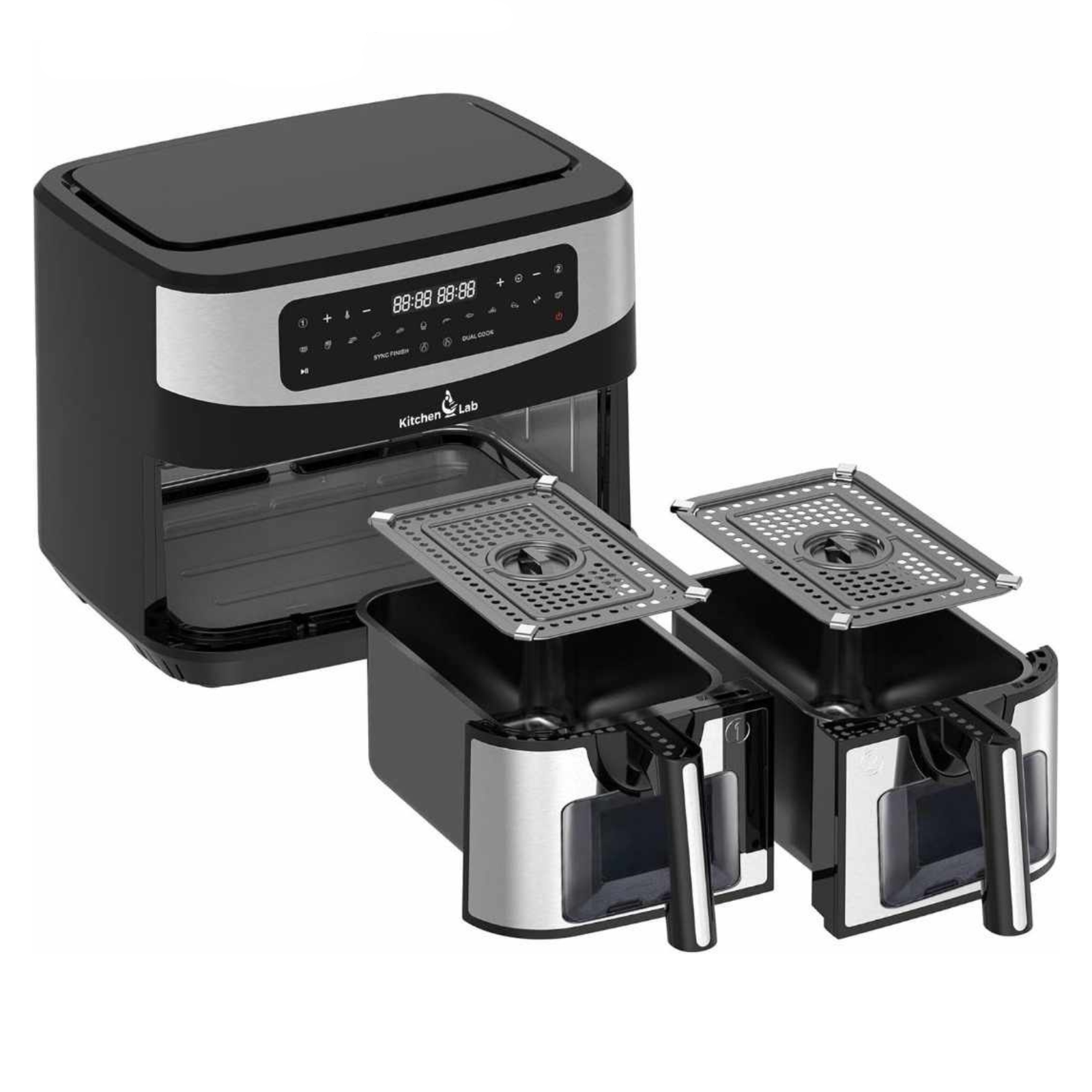 Friteuse Air Fryer Sans Huile 9L 2400W Double Bacs KitchenLab Easy Fry and Grill Precision+ KL-5511DTW – Image 2