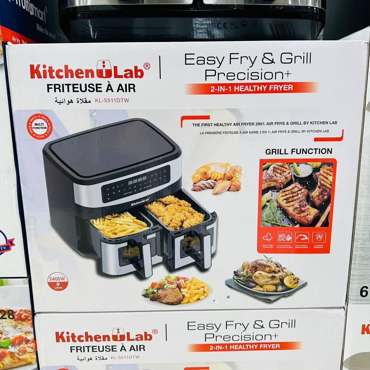 Friteuse Air Fryer Sans Huile 9L 2400W Double Bacs KitchenLab Easy Fry and Grill Precision+ KL-5511DTW – Image 6