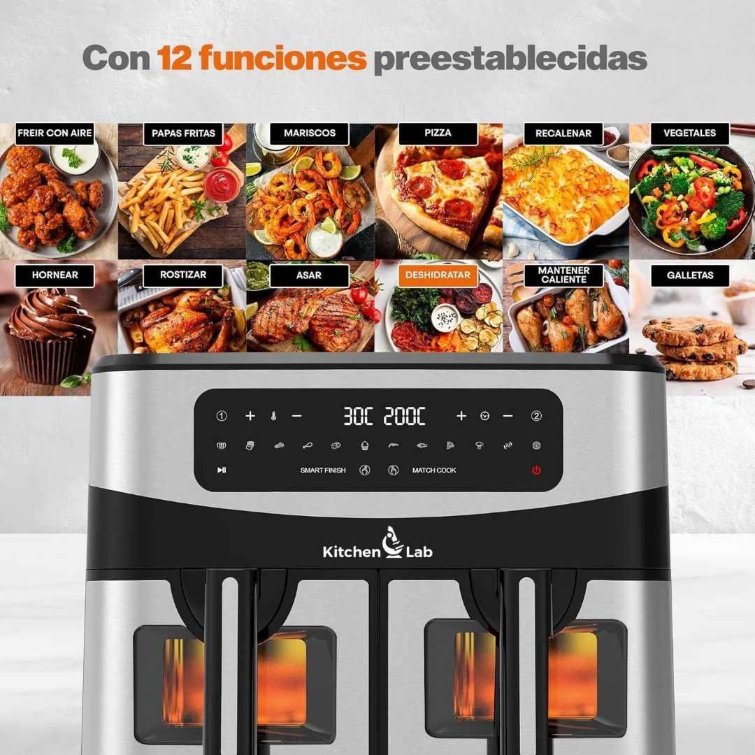 Friteuse Air Fryer Sans Huile 9L 2400W Double Bacs KitchenLab Easy Fry and Grill Precision+ KL-5511DTW – Image 3