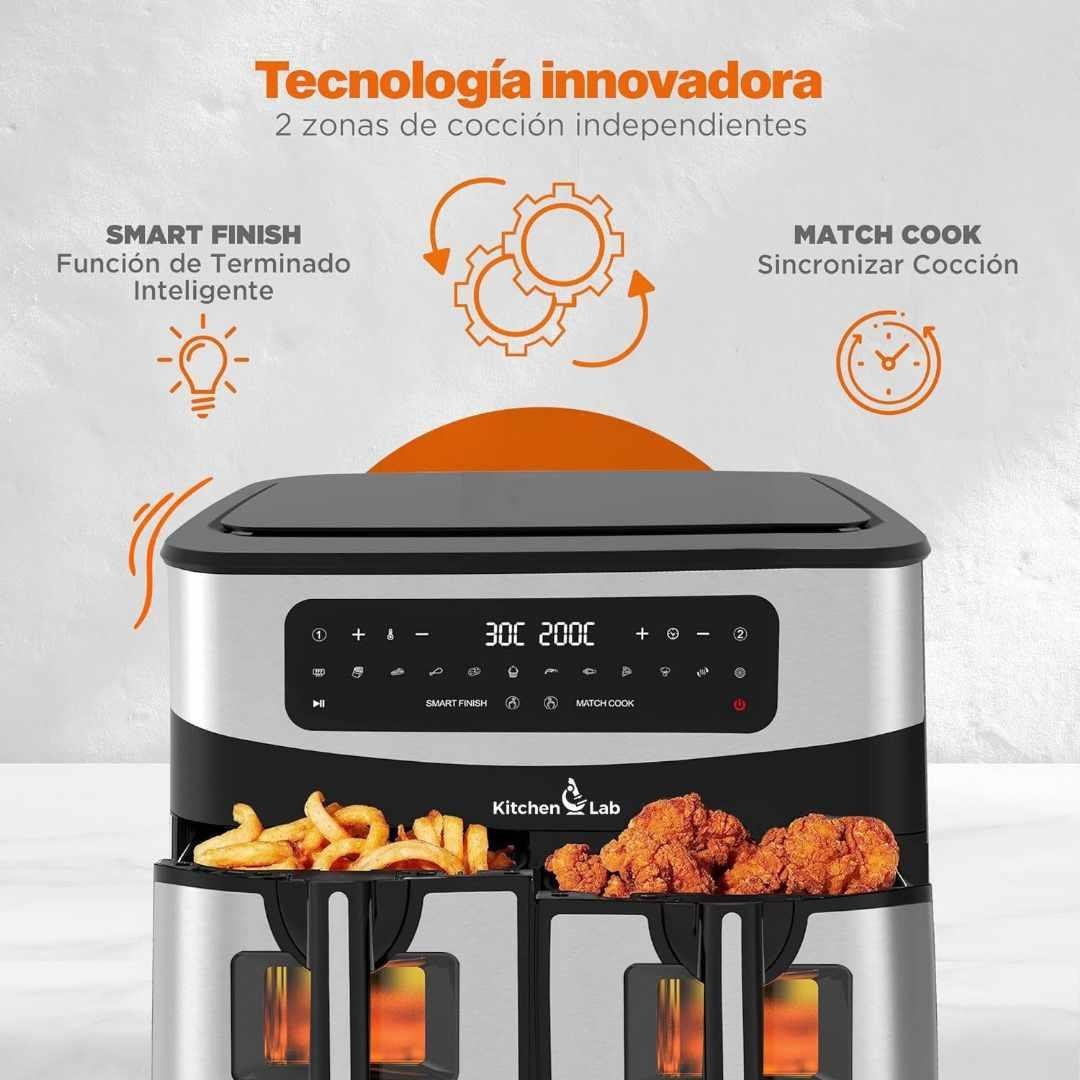 Friteuse Air Fryer Sans Huile 9L 2400W Double Bacs KitchenLab Easy Fry and Grill Precision+ KL-5511DTW – Image 5