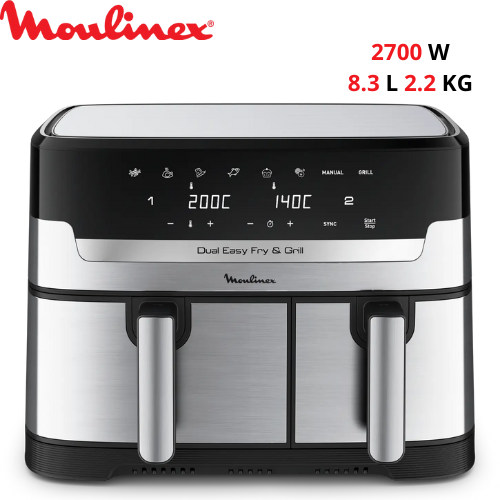 Friteuse Air Fryer Sans Huile 8.3L 2700W 8 Programmes Moulinex Dual Easy Fry & Grill EZ905D20