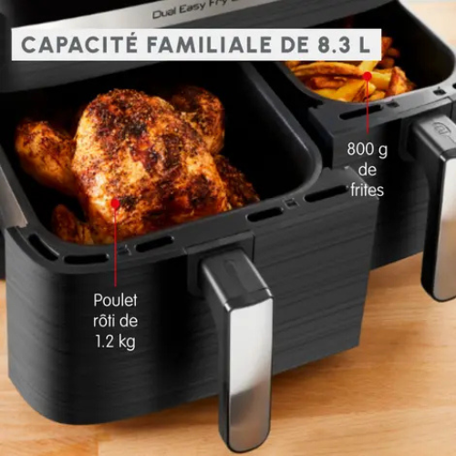 Friteuse Air Fryer Sans Huile 8.3L 2700W 8 Programmes Moulinex Dual Easy Fry & Grill XXL EZ905B20 – Image 3