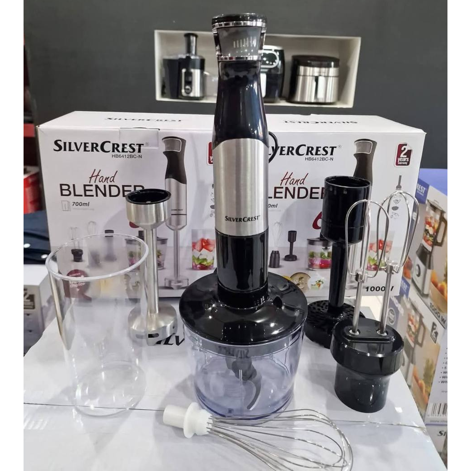 Bras Mixeur 6 EN 1 Multifonctions 1000W Inox Avec Accessoires - SilverCrest HB6412BD-N – Image 3