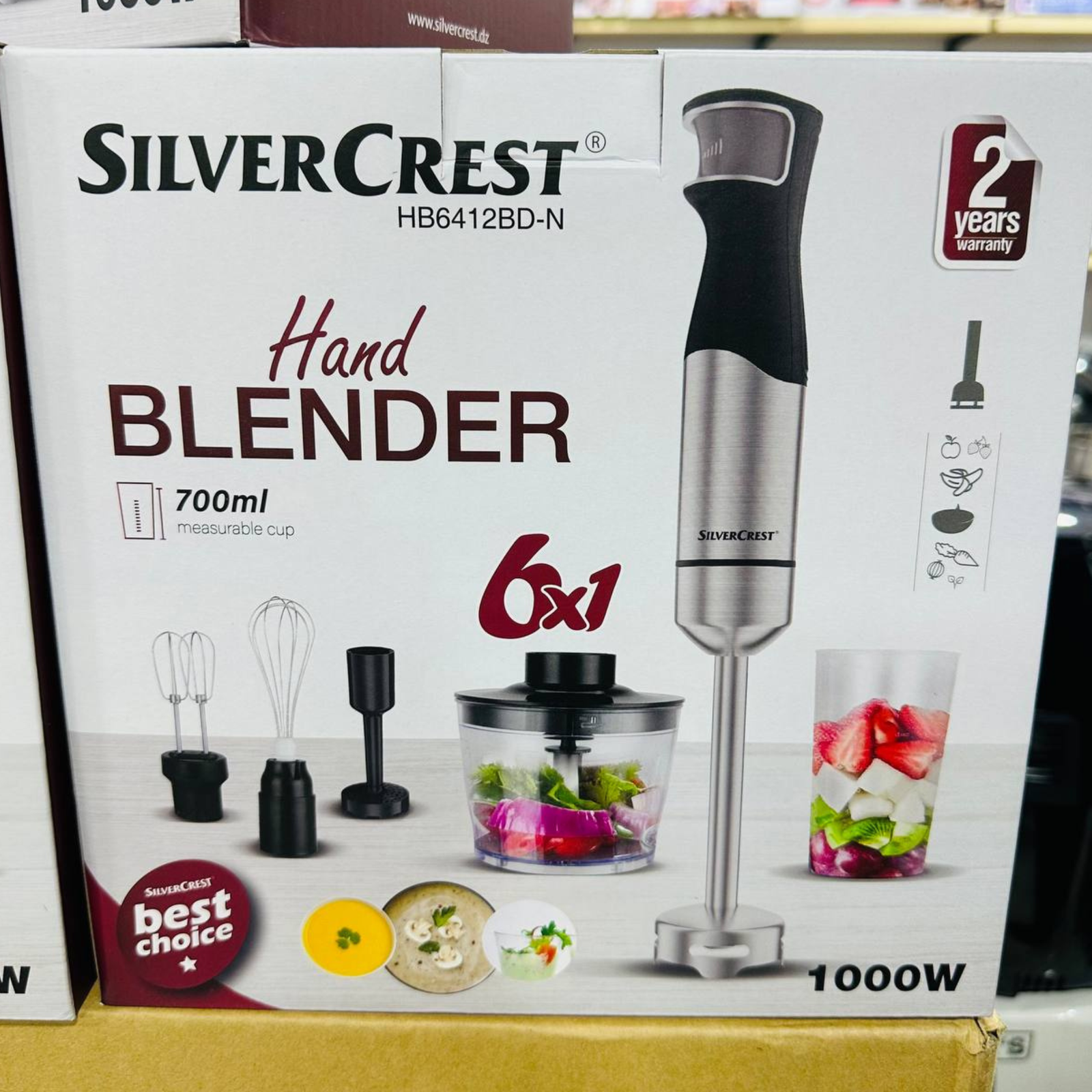 Bras Mixeur 6 EN 1 Multifonctions 1000W Inox Avec Accessoires - SilverCrest HB6412BD-N – Image 4