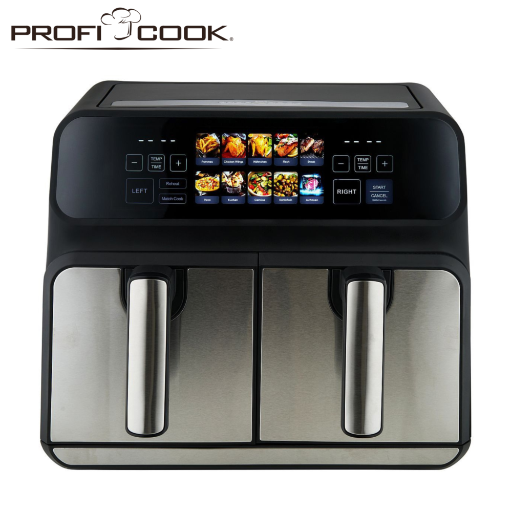 Friteuse Air Fryer sans huile 8L 2200W Double Tiroirs Avec Minuterie Proficook PC-FR 1287 H