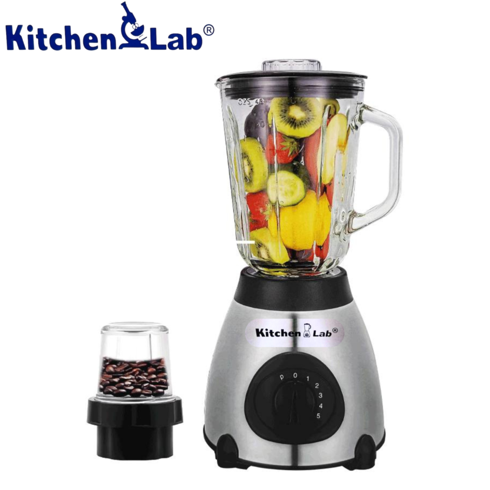 Blender Mixeur Electrique En Verre 400 W 1.5 L 5 Vitesses AvecMoulin à Café - KitchenLab KT-B-002