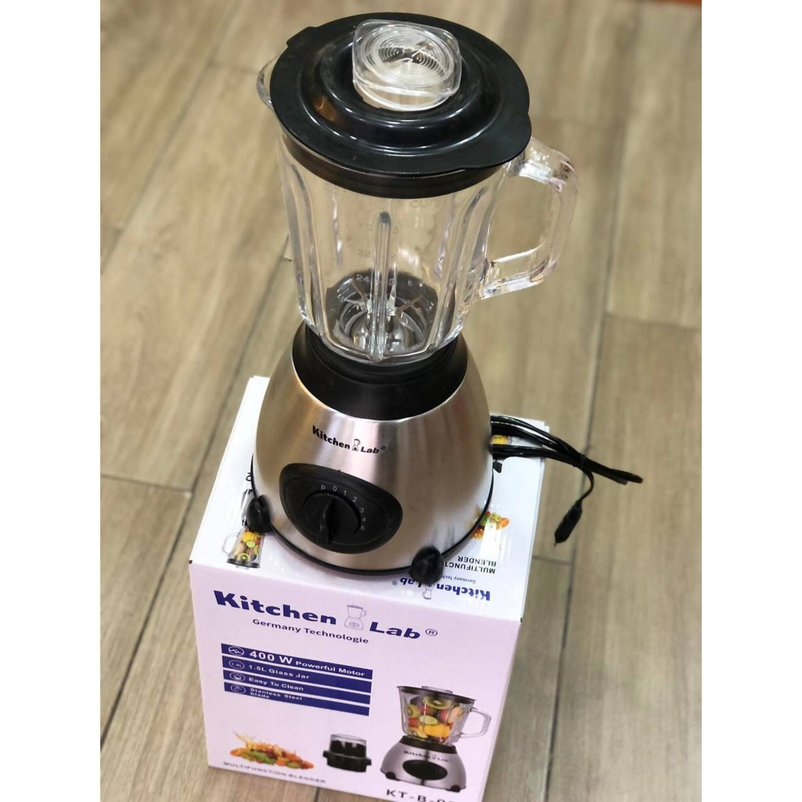 Blender Mixeur Electrique En Verre 400 W 1.5 L 5 Vitesses AvecMoulin à Café - KitchenLab KT-B-002 – Image 2
