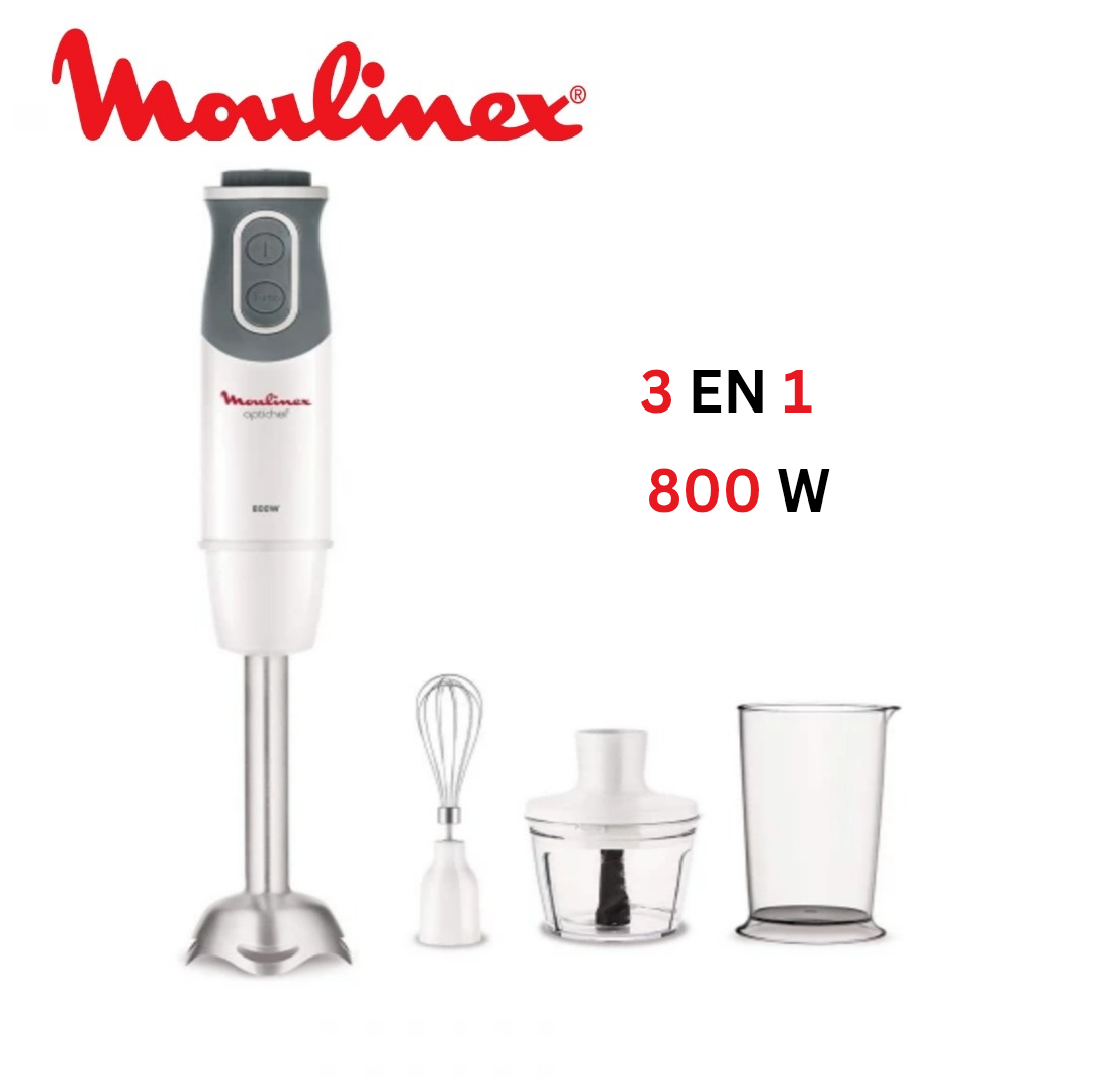 Bras Mixeur Plongeant 3en1 800W 10 Vitesses avec 3 Accessoires Moulinex optichef DD642110