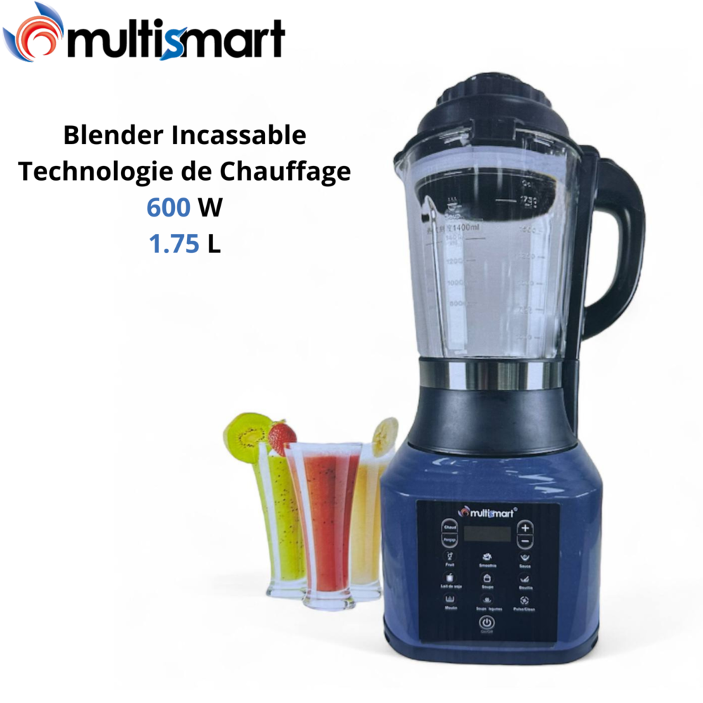 Blender Mixeur Electrique Chauffant 600-850 W 1.75L Incassable - Plusieurs Préréglages - Multismart MS-BD3101