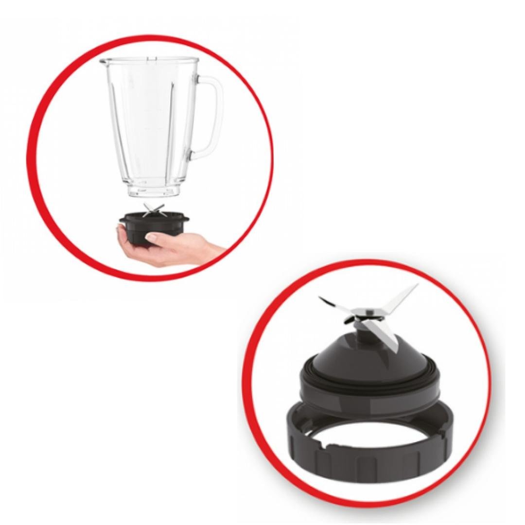 خلاط كهربائي 800 واط بسعة 1.75 لتر زجاجي – سرعتان + وظيفة سحق الثلج – Moulinex Blendforce LM430510 - الصورة 4