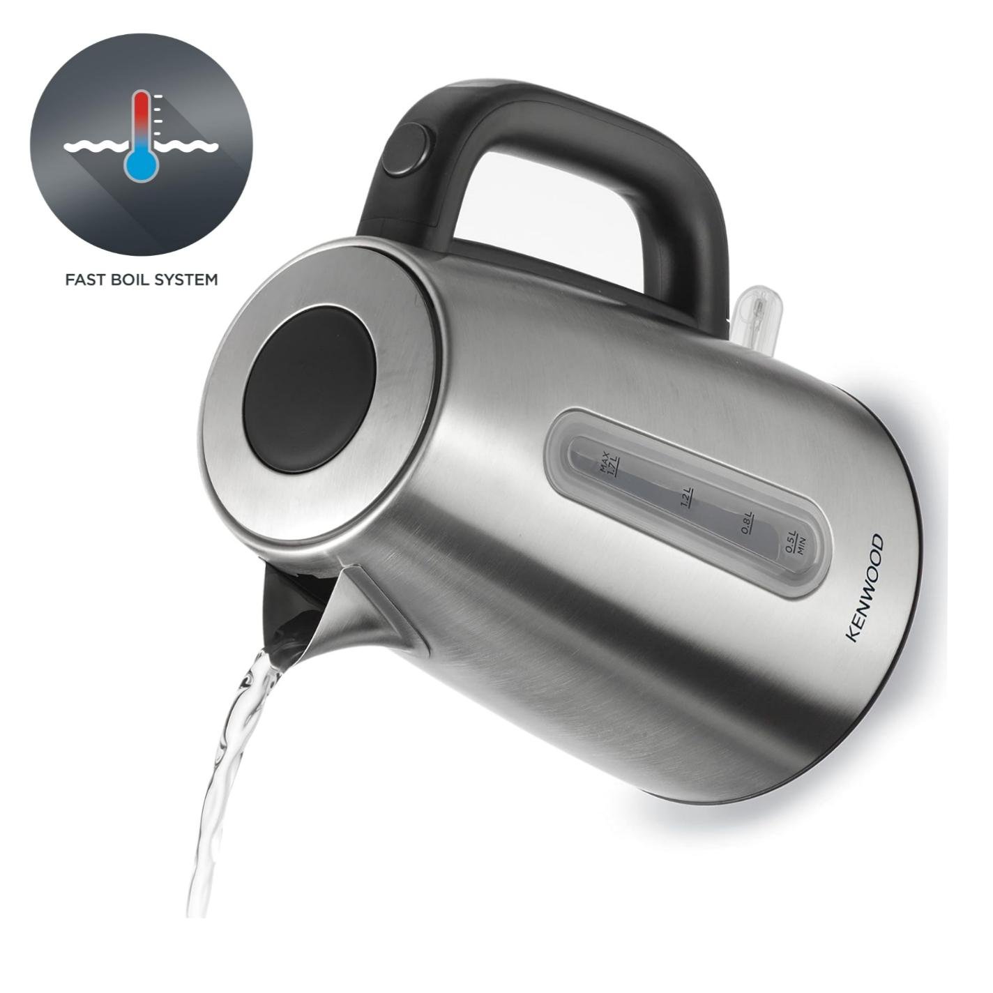 غلاية كهربائية بدون سلك من الفولاذ المقاوم للصدأ 1.7 لتر 3000 واط مع فلتر قابل للإزالة – Kenwood ZJM11 - الصورة 2