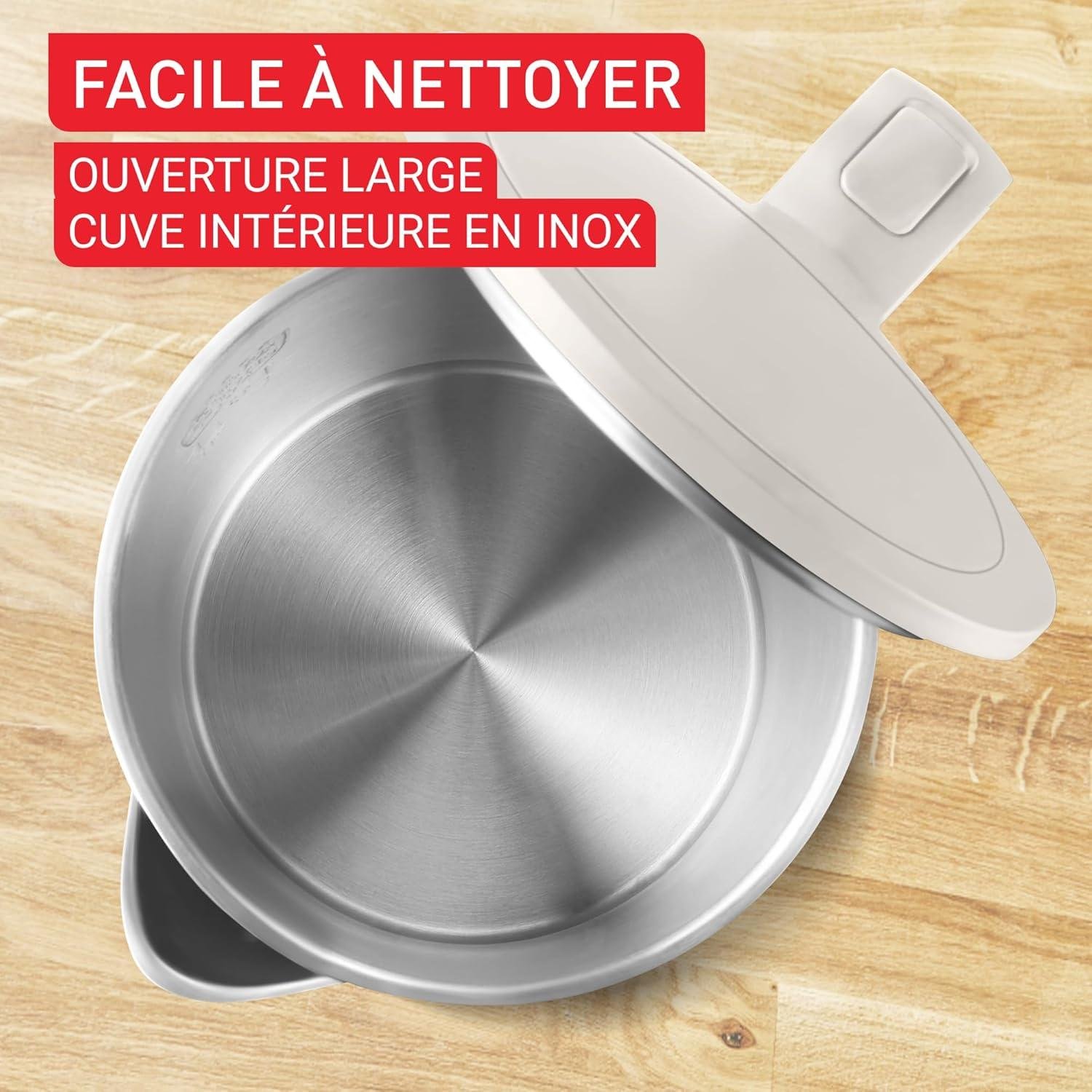 Bouilloire Electrique Sans Fil 1500W 1.5L Intérieur Inox - Tefal Thermo Protect KO140 – Image 3