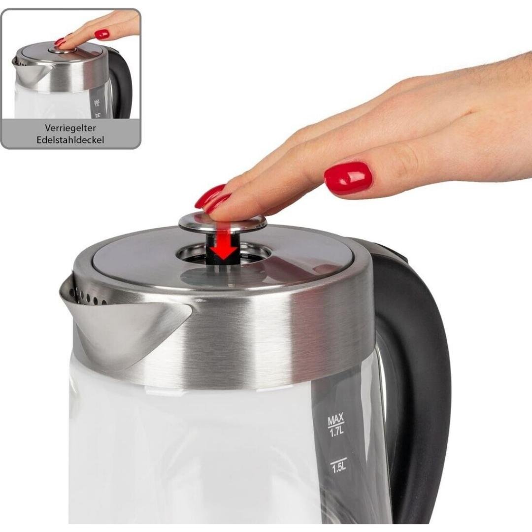 محطة شاي وقهوة 3 في 1 – 2200 واط مع غلاية 1.7 لتر وإبريق 0.8 لتر من الزجاج – تحكم باللمس وضبط درجة الحرارة – Proficook PC-TKS 1056 - الصورة 6