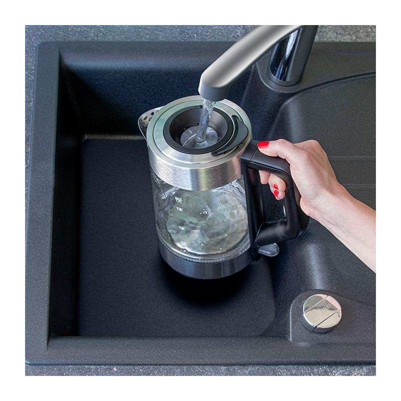 غلاية كهربائية بدون سلك 1.7 لتر 2200 واط من الزجاج والفولاذ المقاوم للصدأ – مؤشر درجة الحرارة بإضاءة LED – Proficook PC-WKS 1190 G - الصورة 5