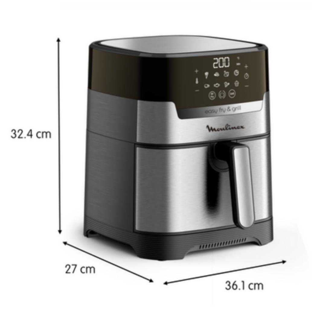 مقلاة هوائية 2 في 1 بدون زيت مع شواية 4.6 لتر 1400 واط 8 برامج رقمية من الفولاذ المقاوم للصدأ – Moulinex Easy Fry & Grill Digital - الصورة 6