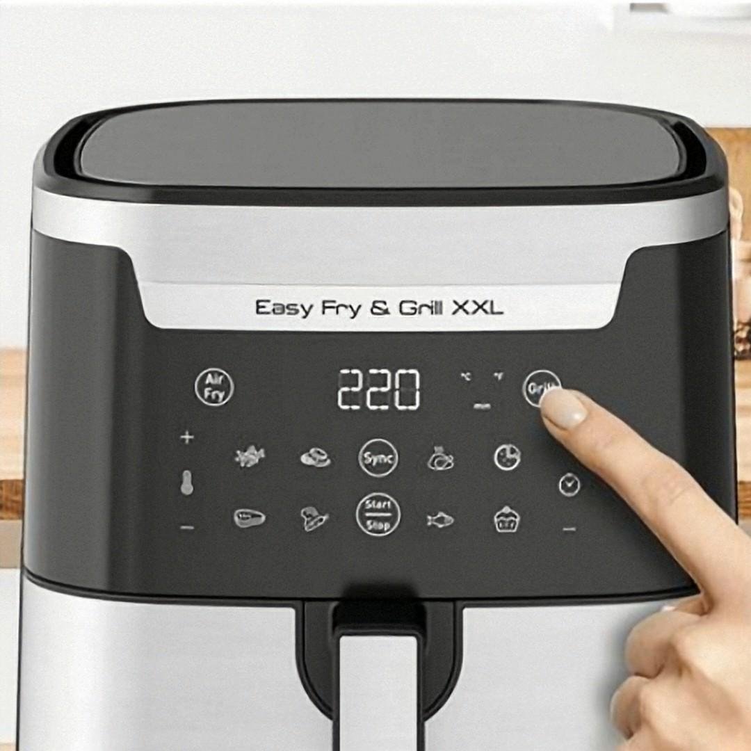 مقلاة هوائية 2 في 1 بدون زيت سعة 6.5 لتر 1830 واط 8 برامج – من الفولاذ المقاوم للصدأ – Moulinex Easy Fry & Grill XXL EZ801D10 - الصورة 3