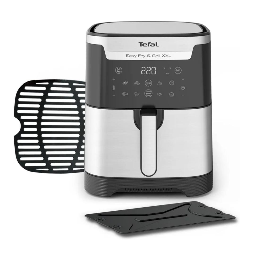 قلاية هوائية 2 في 1 بدون زيت سعة 6.5 لتر 1830 واط 8 برامج - من الفولاذ المقاوم للصدأ - Tefal Easy Fry & Grill XXL EY801D27 - الصورة 2