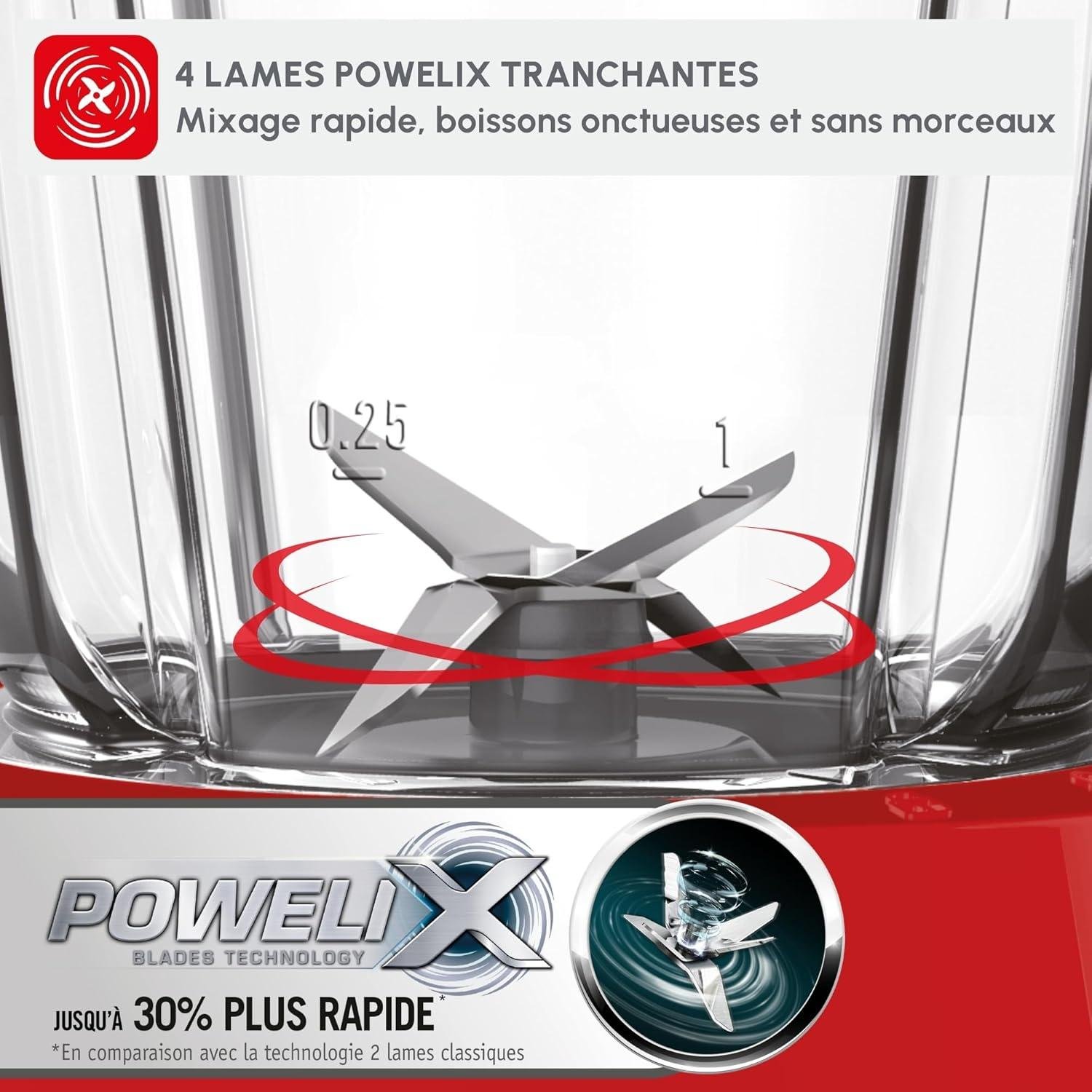 Blender Mixeur Electrique 600W 2 Litres 2 Vitesses et turbo - 4 Lames Avec Système Smart Lock - Moulinex Blendforce LM420510 – Image 4