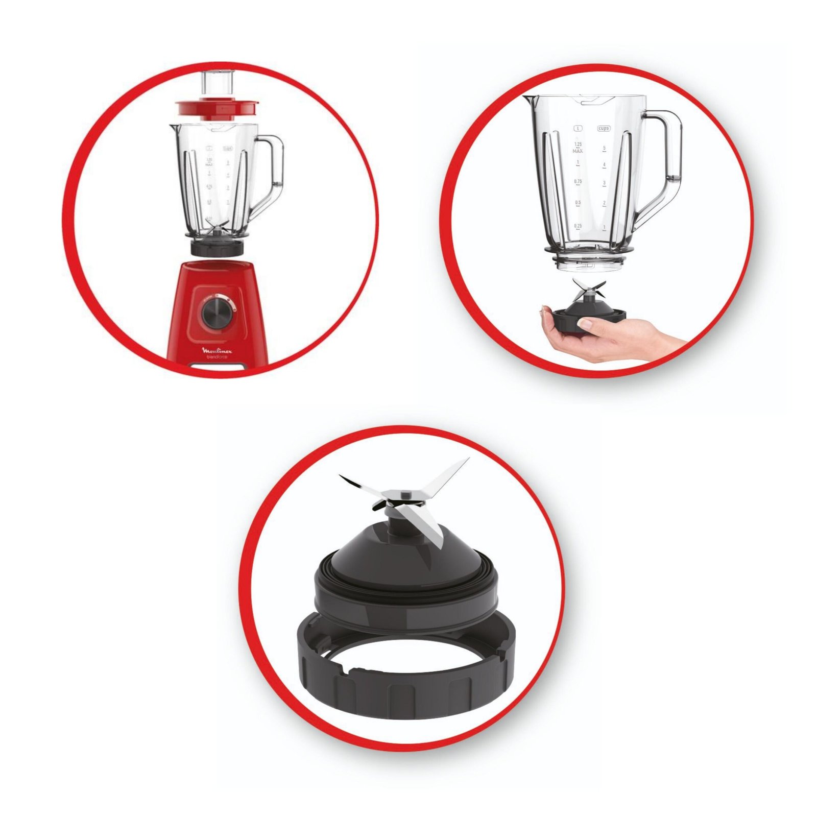 Blender Mixeur Electrique 600W 2 Litres 2 Vitesses et turbo - 4 Lames Avec Système Smart Lock - Moulinex Blendforce LM420510 – Image 7