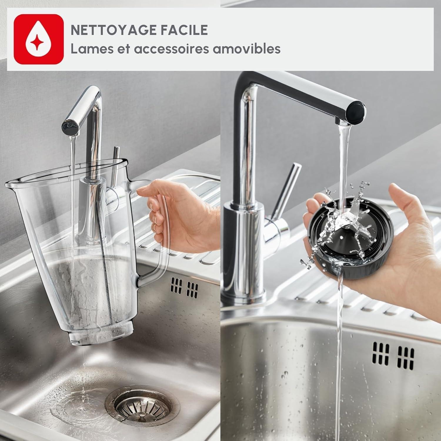 Blender Mixeur Electrique 600W 2 Litres 2 Vitesses et turbo - 4 Lames Avec Système Smart Lock - Moulinex Blendforce LM420110 – Image 7