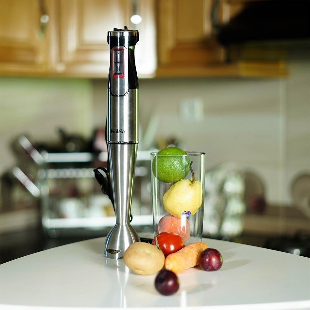 خلاط يدوي من الفولاذ المقاوم للصدأ 1200 واط سرعتان 4 شفرات مع كأس قياس 600 مل – ProTefal FY8020 - الصورة 2