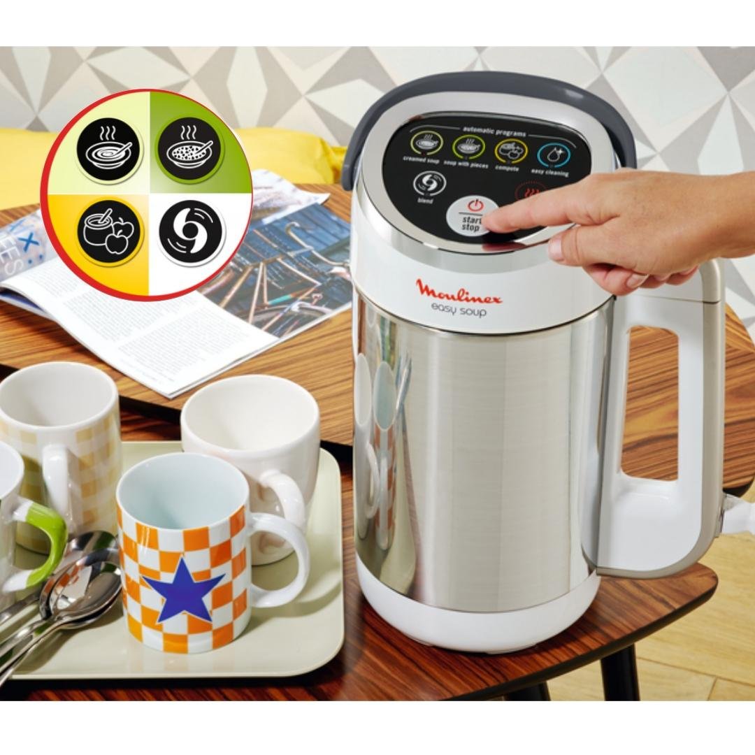 Blender Mixeur À Soupe Chauffant 1000W 1.2L avec 5 Programmes INOX - Moulinex EasySoup LM841B10 – Image 4