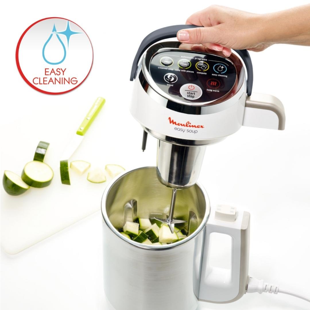 Blender Mixeur À Soupe Chauffant 1000W 1.2L avec 5 Programmes INOX - Moulinex EasySoup LM841B10 – Image 3